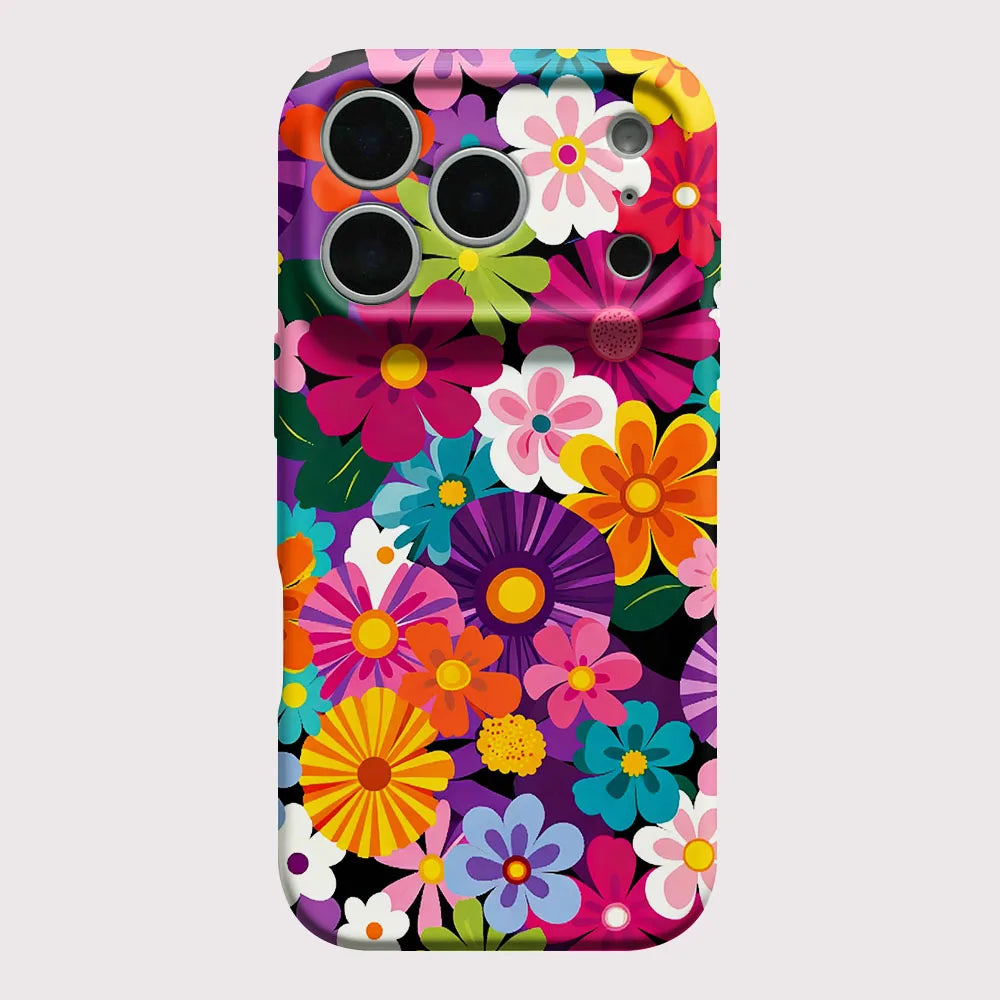Phone Case For iPhone 17 16 15 14 13 12 11 Pro Max Air 16e 7 8 Plus XS Max X XR Colorful Retro Floral Hard PC Bumper Cover