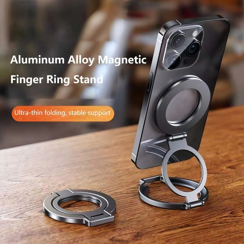 360° Rotation Magnetic Finger Ring Phone Holder Aluminum Alloy Foldable For iPhone 17 16 15 14 13 12 Pro Max 2026