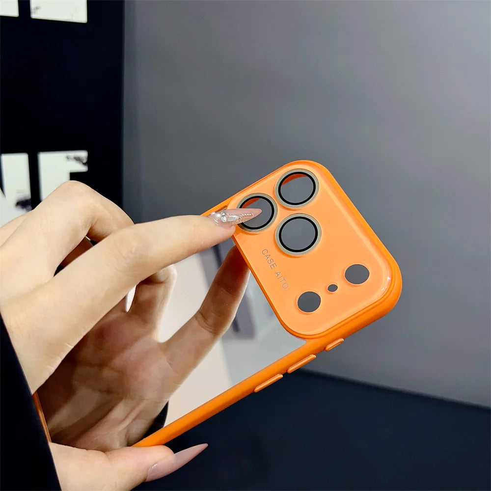 for iPhone 17Pro Fashion Mirror Big Window Phone Case for iPhone 15 16 17 Pro Max 14 13 Make Up With Lens Film Shockproof Cover