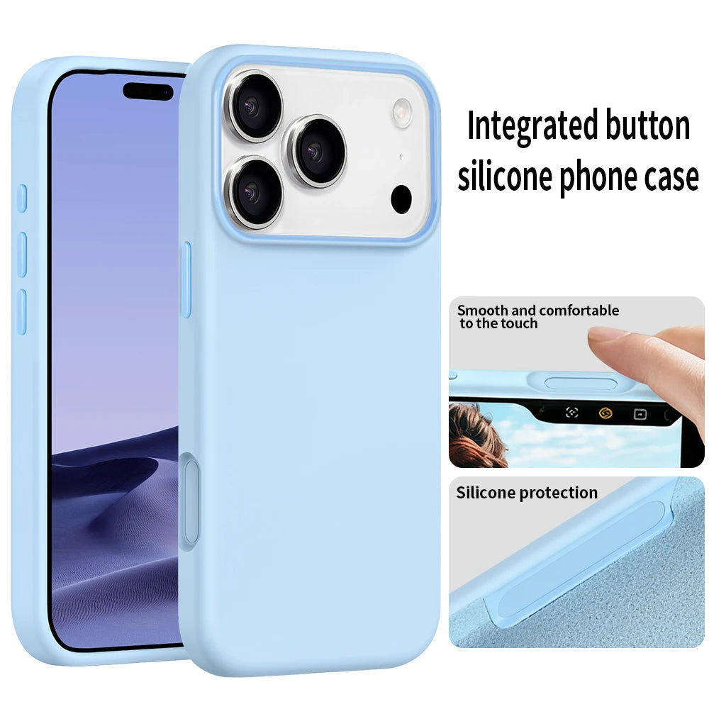 Soft Touch Shockproof Liquid Silicone Phone Case for iPhone 17/16 pro Max Ultra-Thin Protective Cover