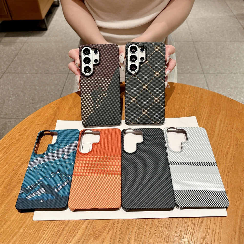 Ultra Thin For MagSafe Carbon Fiber Case For Samsung Galaxy S26 S25 Ultra S24 Plus A16 A17 Wireless Charging Shockproof PC Cover