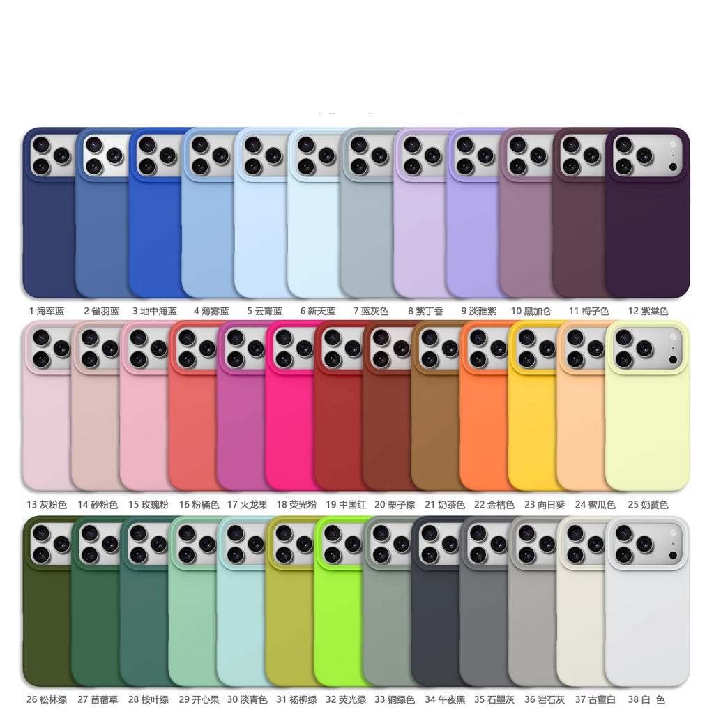 Original Liquid Silicone Matte Phone Case For iPhone 17 16 15 14 13 12 11 Pro Max Plus Solid Color Protection Soft Back Cover