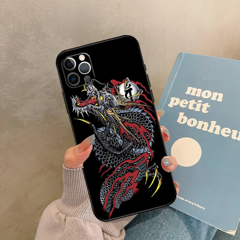 Yakuza Dragon Tattoo Phone Case For iPhone 13 12 Mini 11 14 15 16 Pro Max X XR XS Plus Bumper Cover