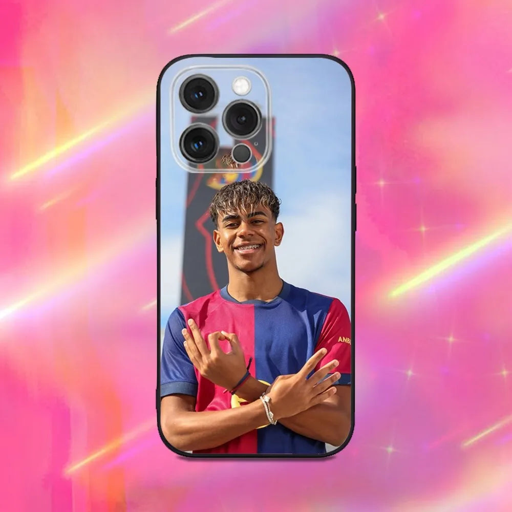 Football 19 L-Lamines Phone Case For iPhone 16,15,14,13,12,11,Pro,Max,Plus,X,XS,XR,SE,8,7,Mini,Soft Y-Yamale Silicone Black Case