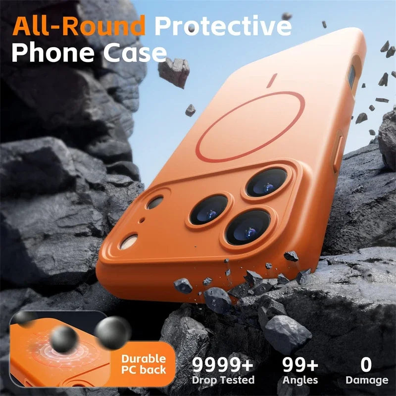 Orange Color Magnetic Case for Magsafe IPhone 17 Air 16 15 14 13 12 Pro Max Plus 17Air 17Pro Mag Safe Silicone Soft Phone Cover