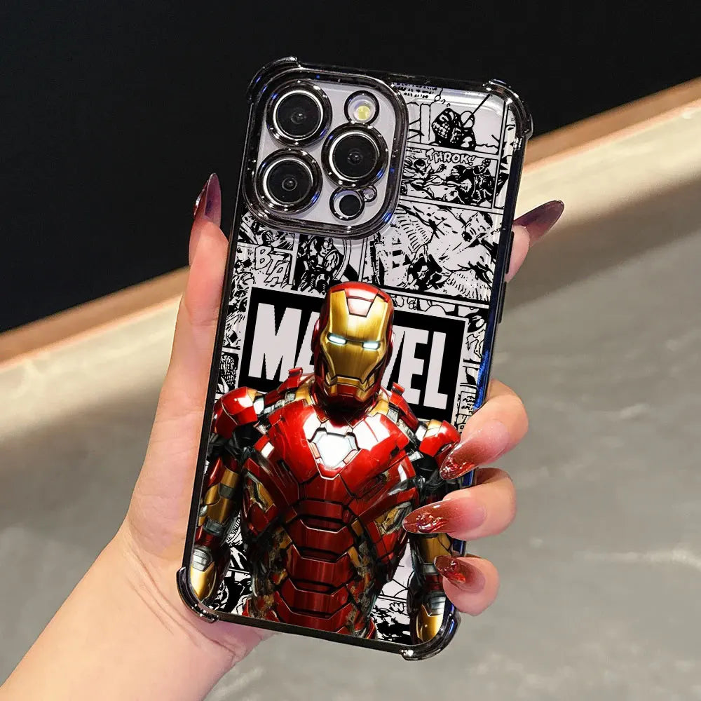 Luxury Marvel Spiderman Ironman Comic Case For iPhone 17E 17 16 Pro 15 14 13 12 11 Pro Max 17 Air 16 E Plus Silicone Phone Cover