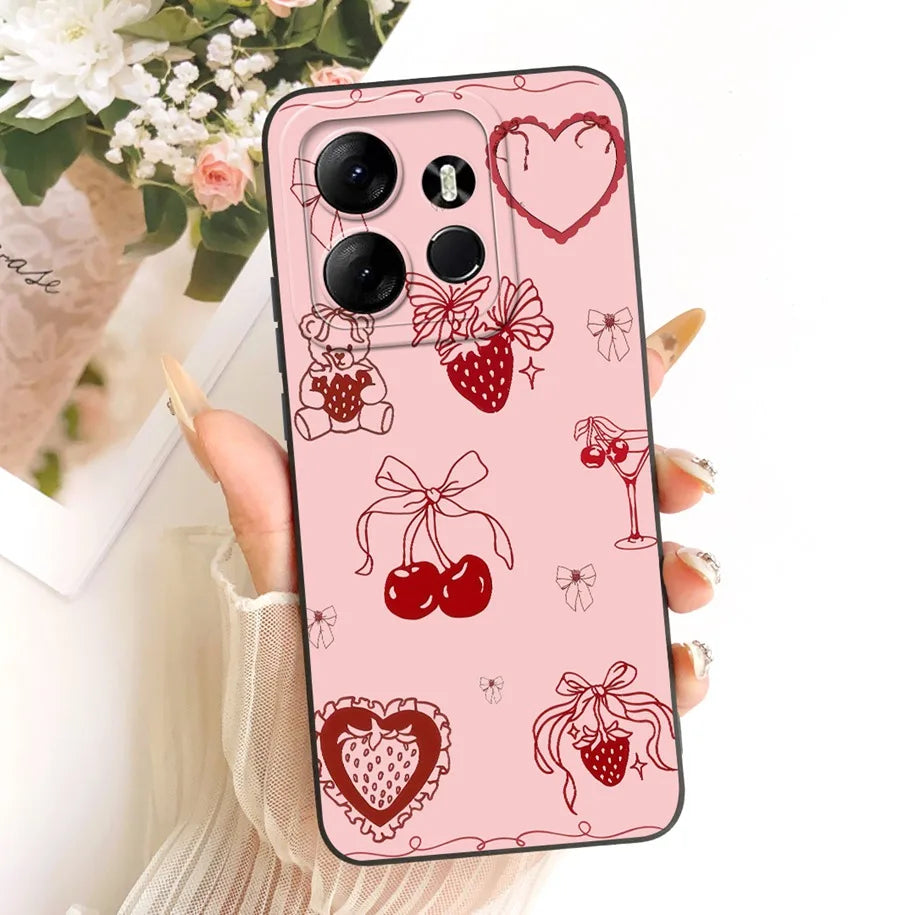 Case For Tecno Spark Go 2023 Cover Cute Cartoon Cat Bowknot Soft Candy Silicone Funda For Tecno Pop 7 7Pro Pop7 BF6 BF7 TPU Capa