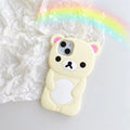 For iPhone 17 16 15 14 13 12 11 Pro Max XR 5 6 7 8 Plus 17promax Cartoon 3D Pink Rabbit Bear Rilakkuma Phone Case Silicone Cover
