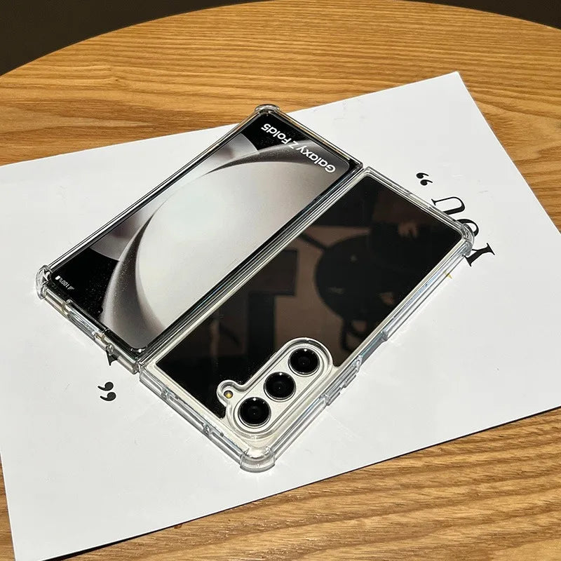 Luxury Mirror Make Up Case for Samsung Galaxy Z Fold 7 6 5 4 3 fold7 zfold Fold6 Hard Airbag Bumper Shockproof Ultra Slim Cover
