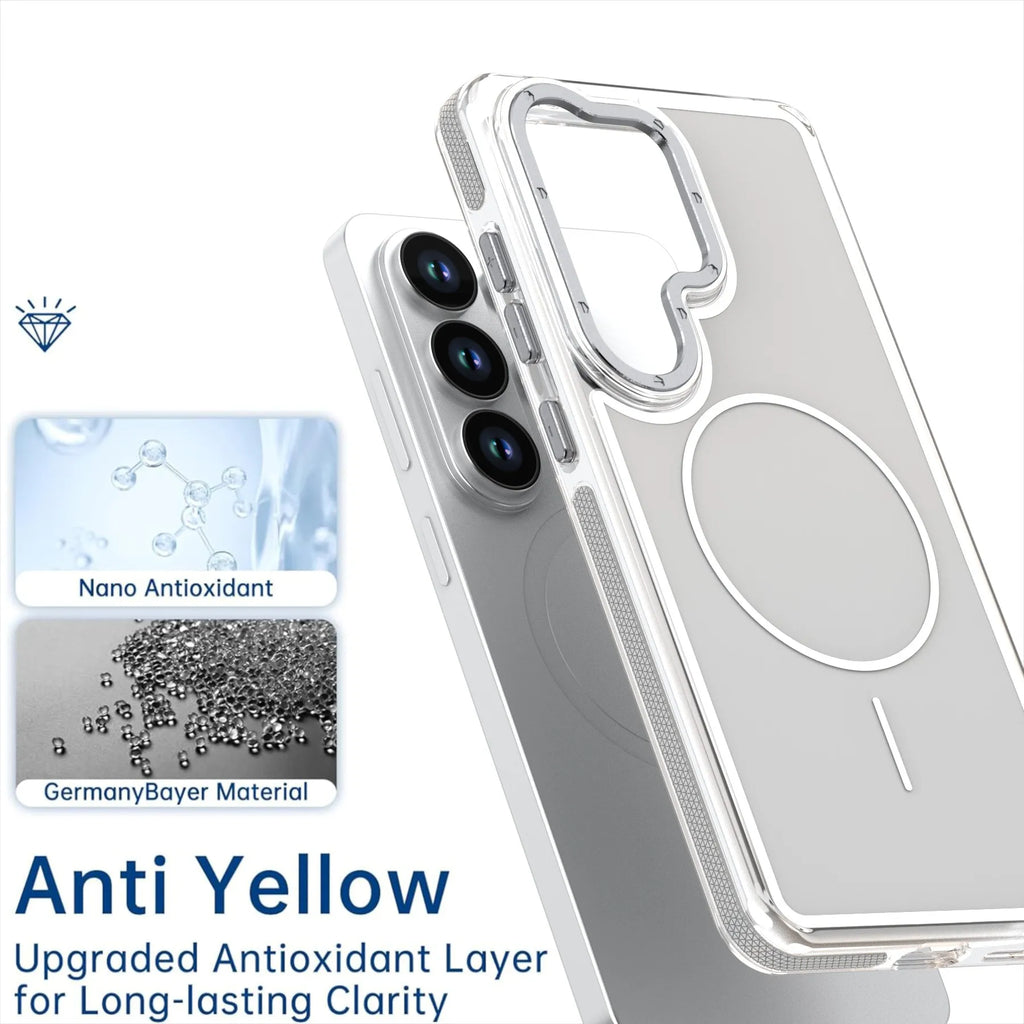 Frosted Frame Magnetic For Magsafe Cases For Samsung Galaxy S26 S25 S24 Ultra Wireless Charging Acrylic Bumper Cell Phone Cover