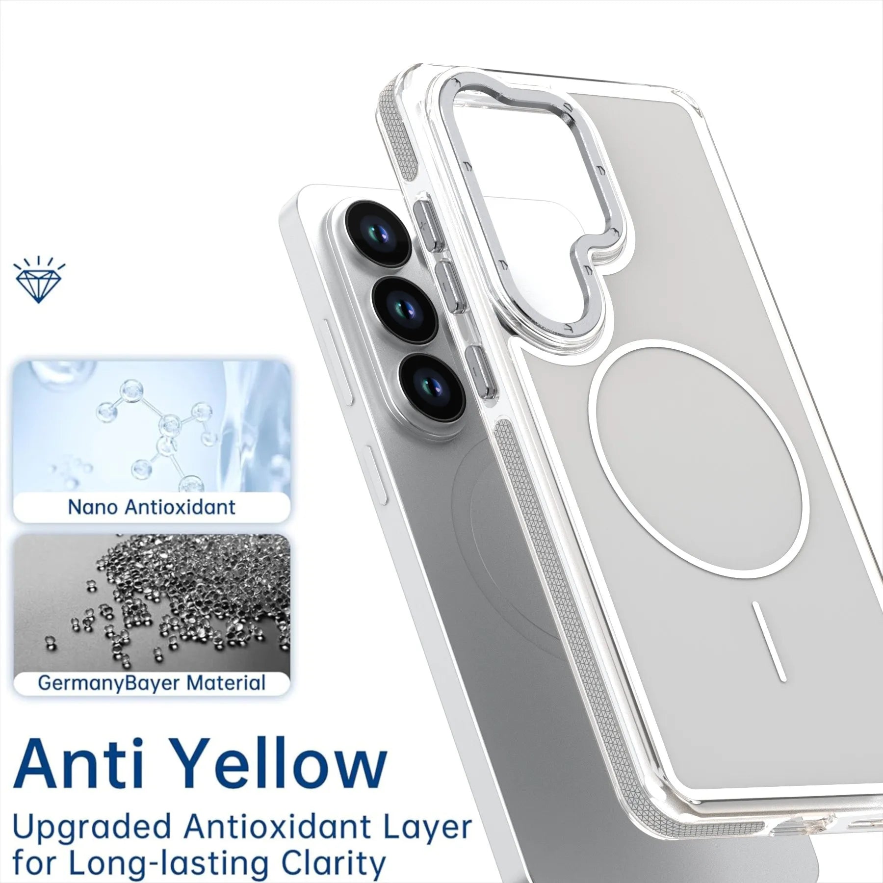 Frosted Frame Magnetic For Magsafe Cases For Samsung Galaxy S26 S25 S24 Ultra Wireless Charging Acrylic Bumper Cell Phone Cover