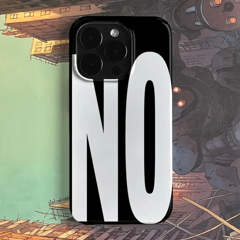 NO and YES Personalized Art Black White Letters Phone Case For iPhone 17 16 15 14 13 12 11 Pro Max XR XS 7 8 Plus MINI Y2K Cover