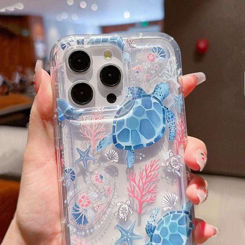 Cool Ocean Turtle Pattern Clear Case for Samsung Galaxy S10 S20 S21 S21 S22 S23 S24 S25 FE Ultra Plus 5G Airbag Shockproof Cover