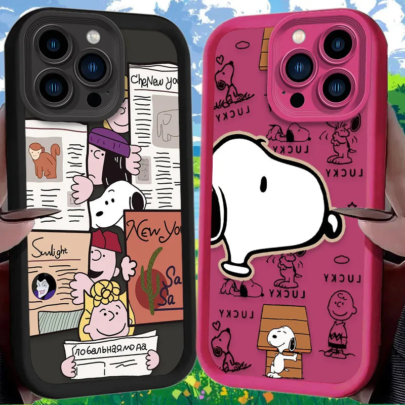 Cartoon S-Snoopys Silicone Phone Case For iPhone 17 Air 16 16E 15 14 13 12 11 Pro Max X XS X S Max XR SE 2020 SE4 7 8 Protector