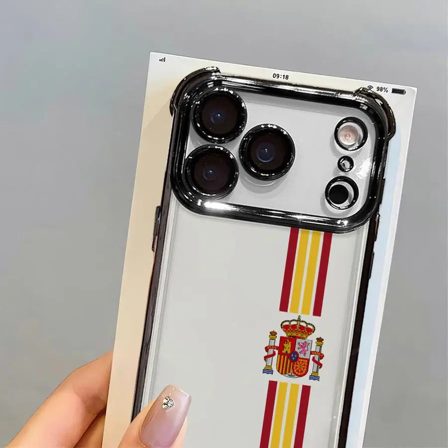 S-Spanish Flag National Soft Phone Cover Case for iPhone 12 15 Plus 17 Air 11 16 17 Pro Max 13 14