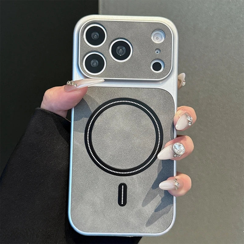 Luxury Magnetic Leather Phone Case For iPhone 13 14 15 16 17 Pro Max Air Magsafe Bumper Back Shockproof Case Cover