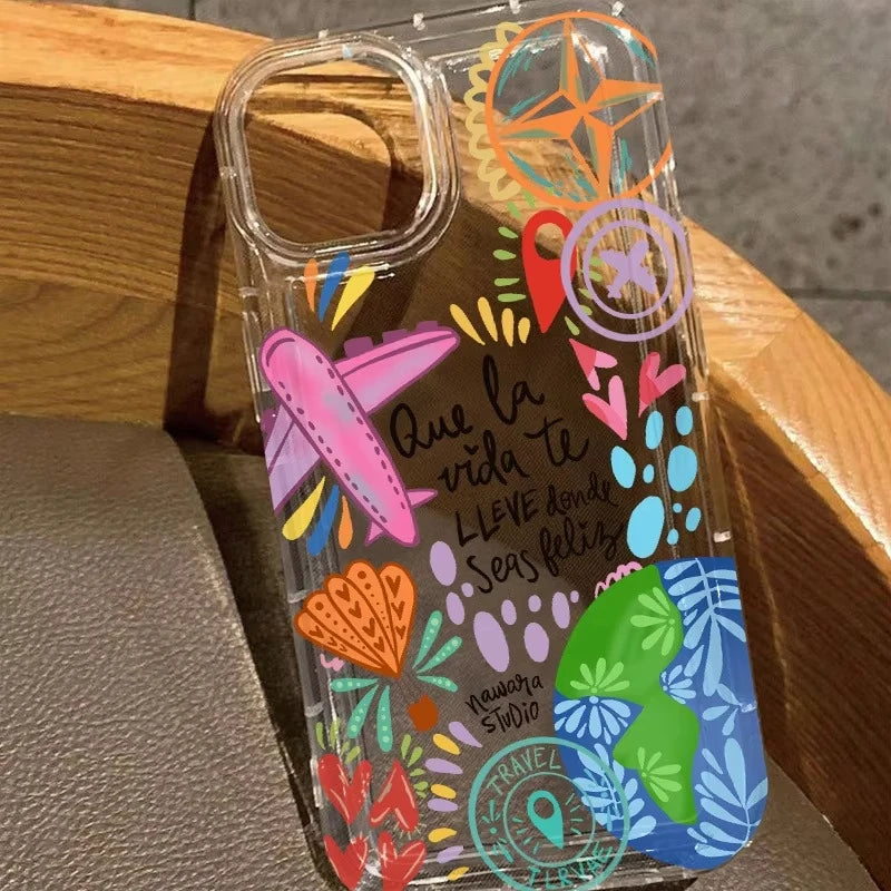 World Travel Pattern Soft Phone Case For iPhone 16 15 14 Plus 17 13 12 11 Pro Max X XS XR XS MAX 16E 17Air Full Protection Cover
