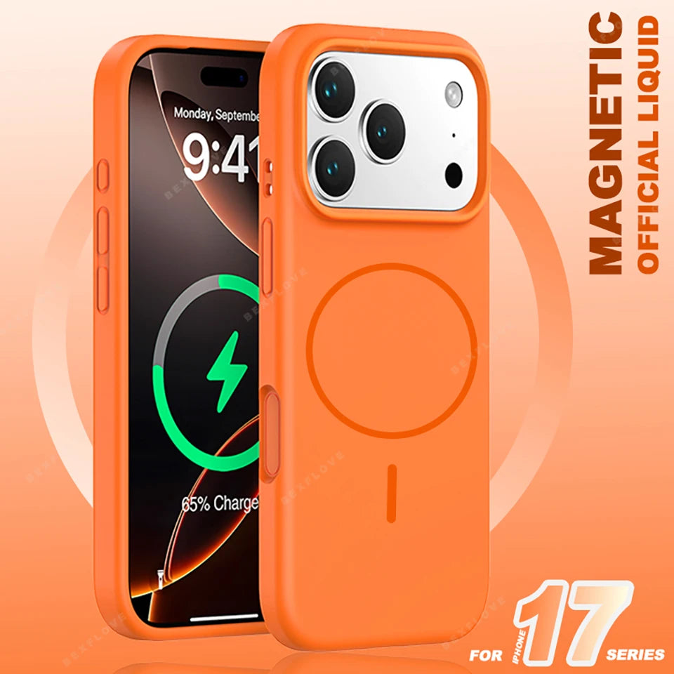 Official Magnetic Phone Case For iPhone 16E 16 15 14 Plus 11 12 13 16 17 Pro Max Air Magsafe Liquid Silicone Protector Cover