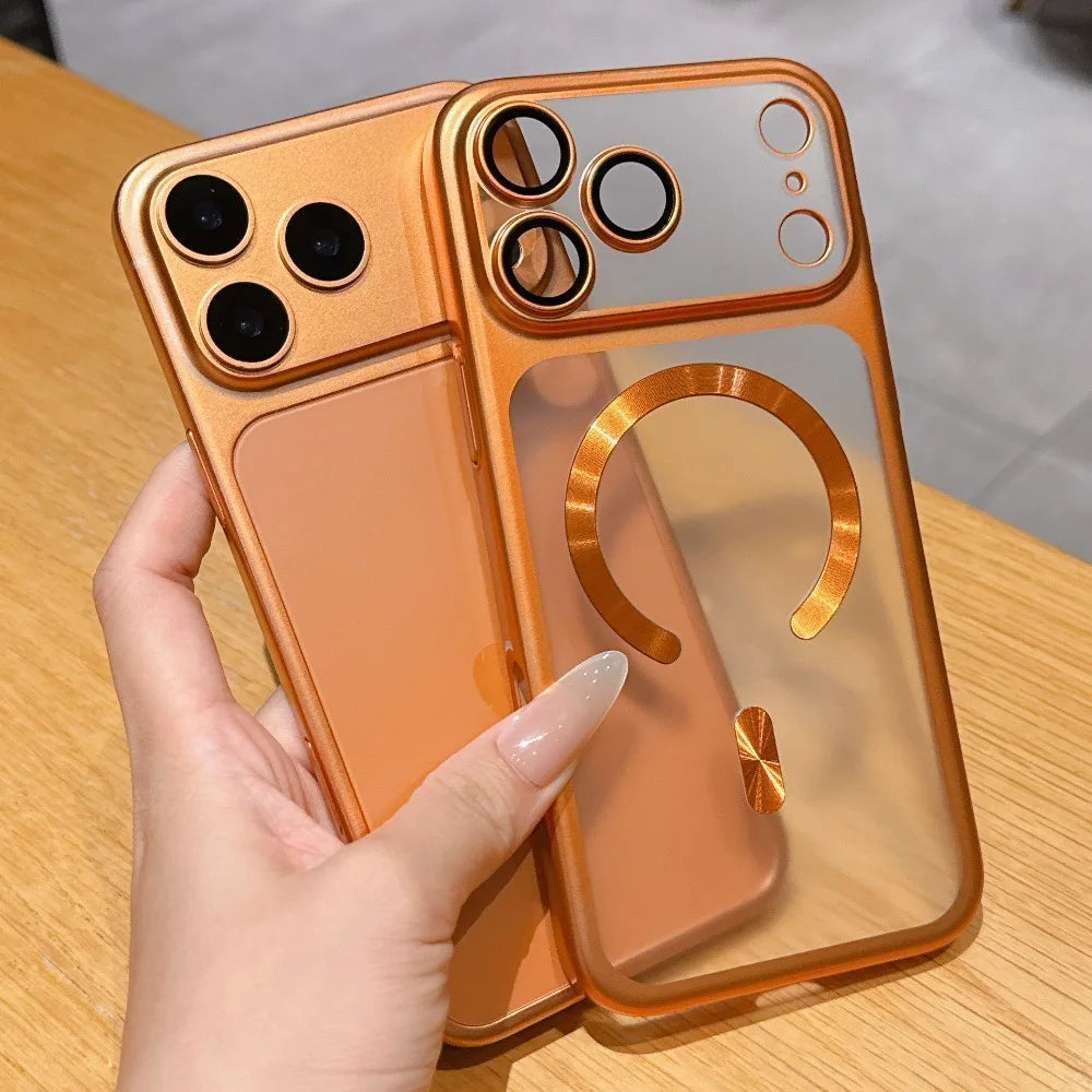 Luxury For Magsafe Magnetic Phone Case For iPhone 17 16 15 14 13 Pro Max 17Pro 16Pro Air Lens Protection Translucent Matte Cover