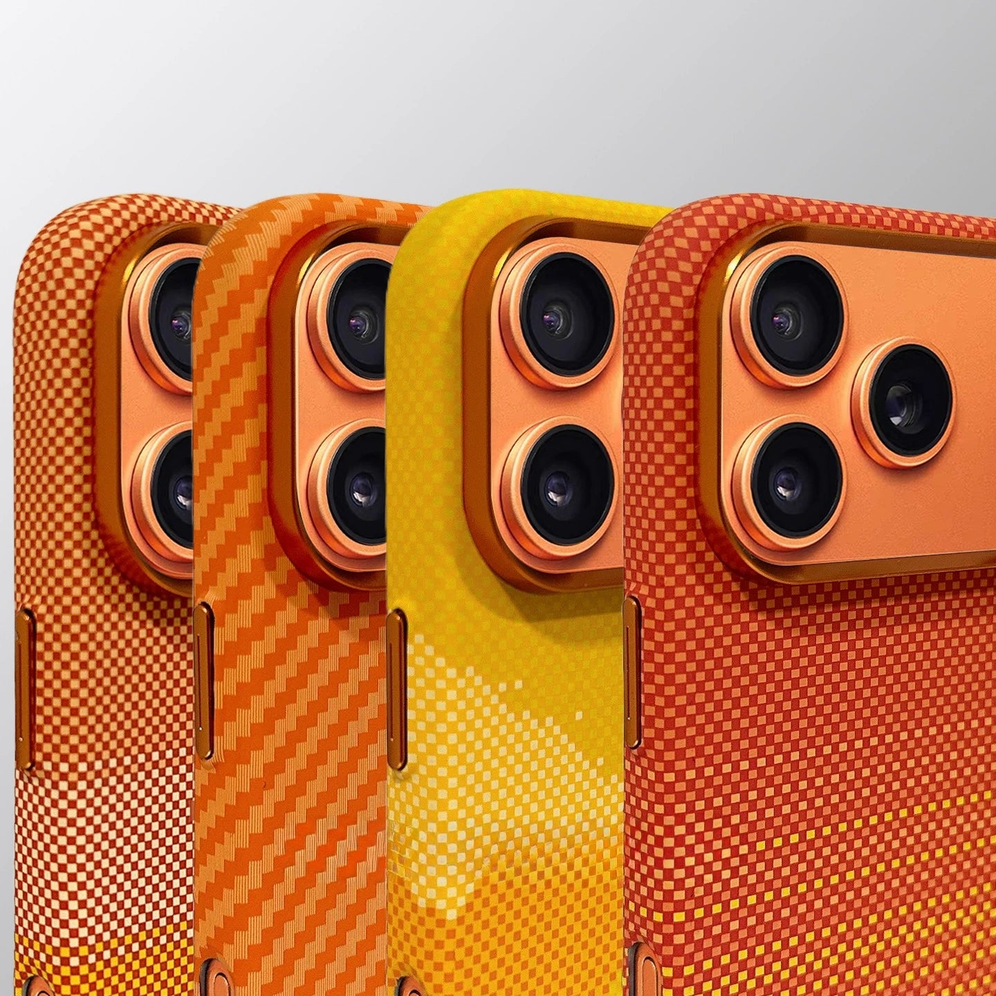 Fashion Orange Plaid Magnetic Case for iPhone 17 Pro Max Magnets Carbon Phone Cover Camera Lens Protection Fundas Hard PC Shell