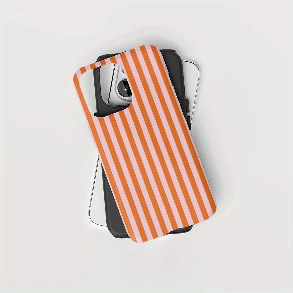 Simplified red striped 2-in-1 phone case suitable for iPhone 17 16 15 14 13 12 11 Pro/Max/Plus shockproof back cover