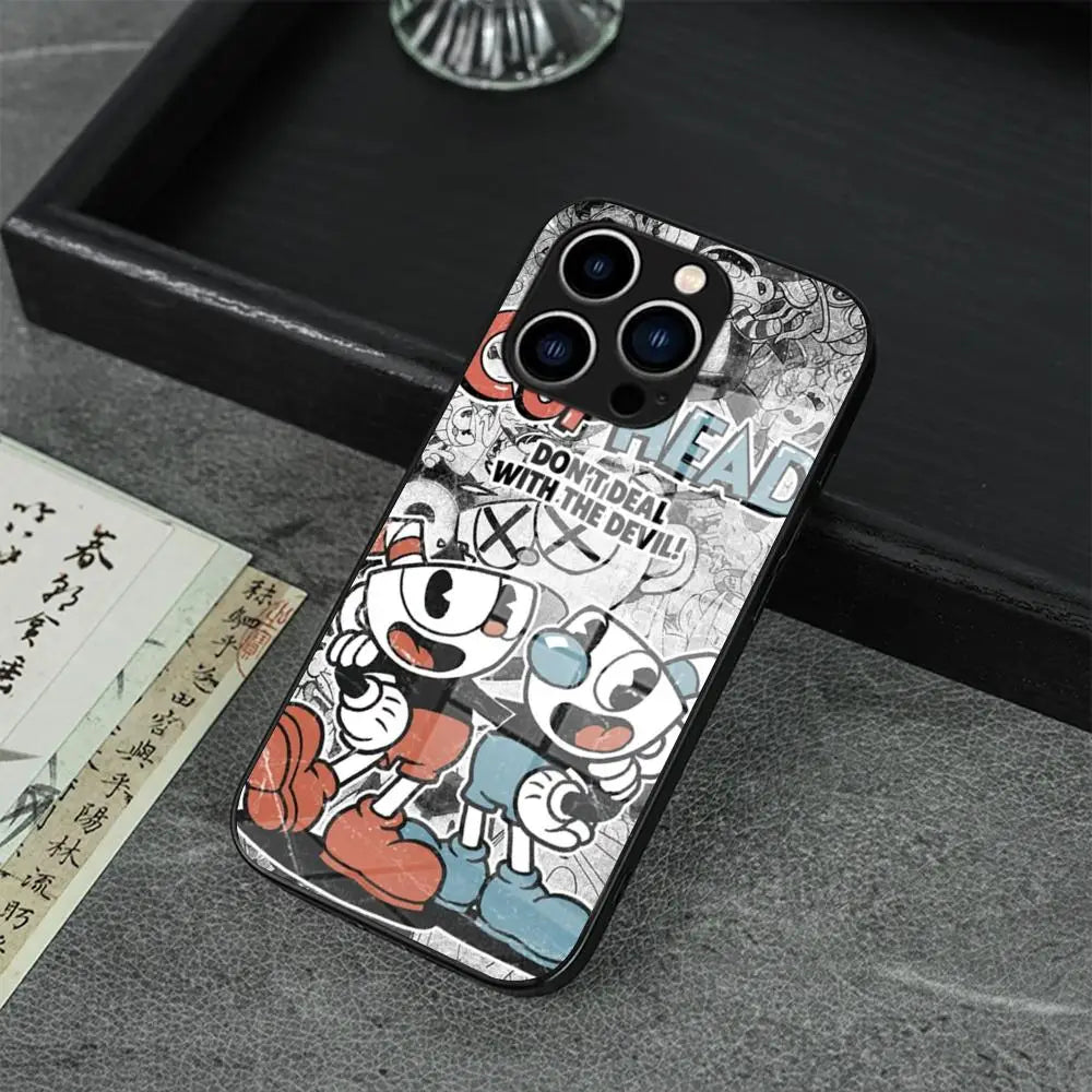 Cuphead Poster Phone Case For IPhone 17 16 Pro Max 15 14 Pro 11 12 13 Plus Mini Galaxy S26 S25 Glass phone case