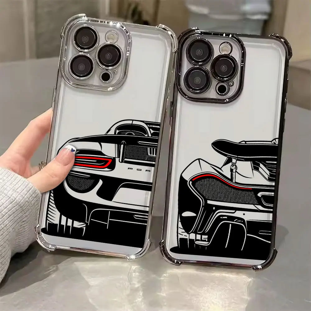 Cool Line Sports Car Male Love Phone Case for iPhone 17E 11 13 15 16 17 Pro Max 14 Plus 17Air 16E Pro 12 17Pro Soft Clear Cover