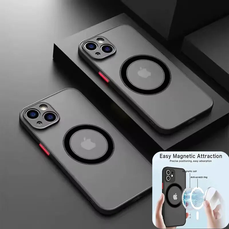 Armor Magnetic Magsafe Wireless Charge Phone Case For Iphone 15 14 12 13 11 Pro Max 16 XR XS Max 6 6S 7 8 Plus Casing Hard Cover