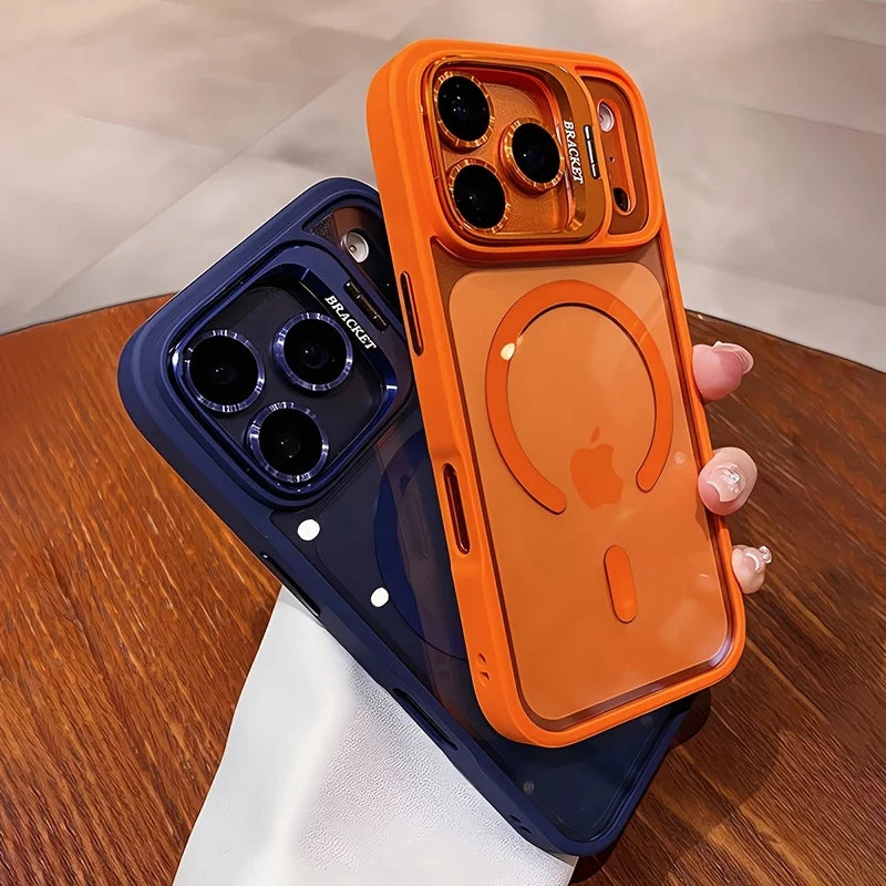 Luxury for Magsafe Magnetic attraction Bracket Case for IPhone 17 16 15 13 12 Pro Max Lens Holder Protection Clear Cover