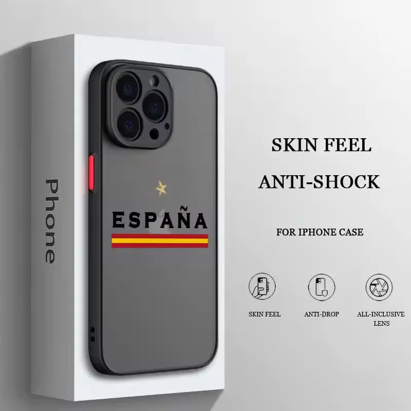 Spanish Flag National Emblem Matte Transparent For iPhone Case 16 15 14 13 12 11 Pro XR XS Max 7 8 Plus Soft Phone Y2K Cover
