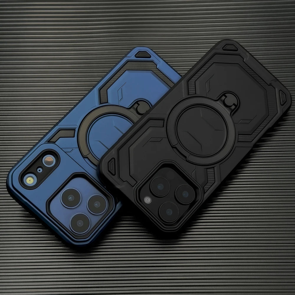 Shockproof Armor Magnetic Matte Case For iPhone 17 16 15 14 13 12 Pro Max 17E 16E For Magsafe Charge Anti-fingerprint Full Cover