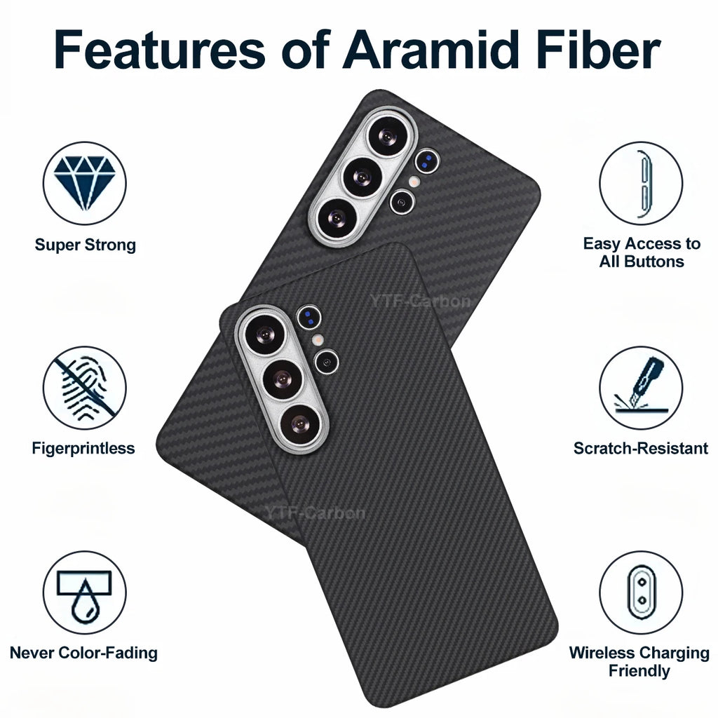YTF For Samsung Galaxy S26 Ultra Aramid Fiber phone case for magnetic S26 plus Thin Luxury S26 cover protective Kevlar case