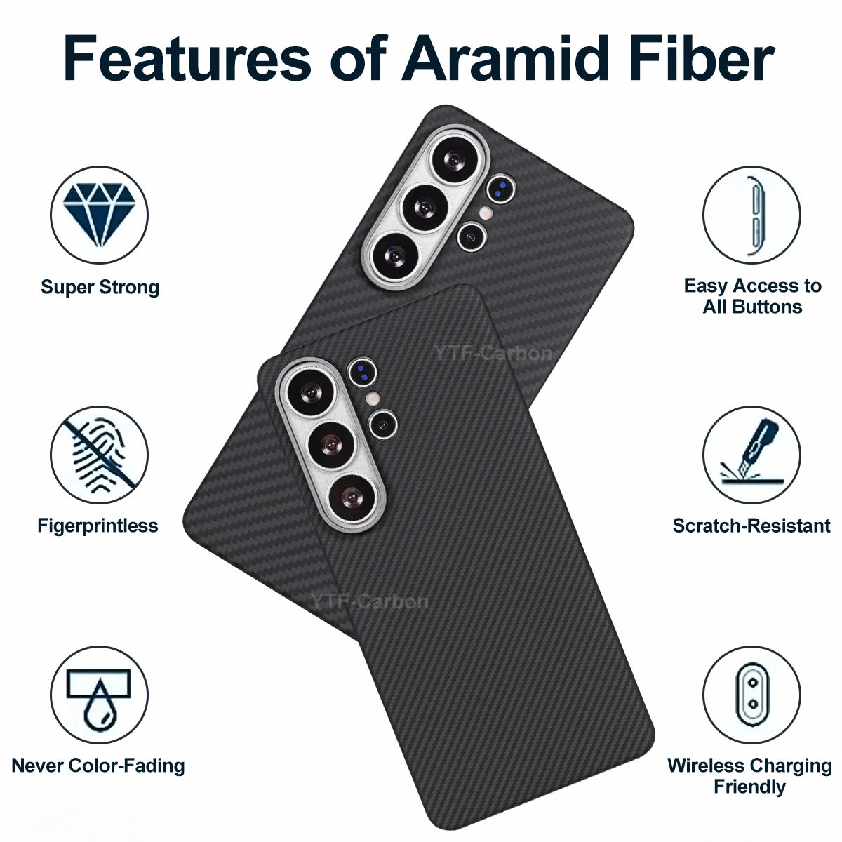 YTF For Samsung Galaxy S26 Ultra Aramid Fiber phone case for magnetic S26 plus Thin Luxury S26 cover protective Kevlar case