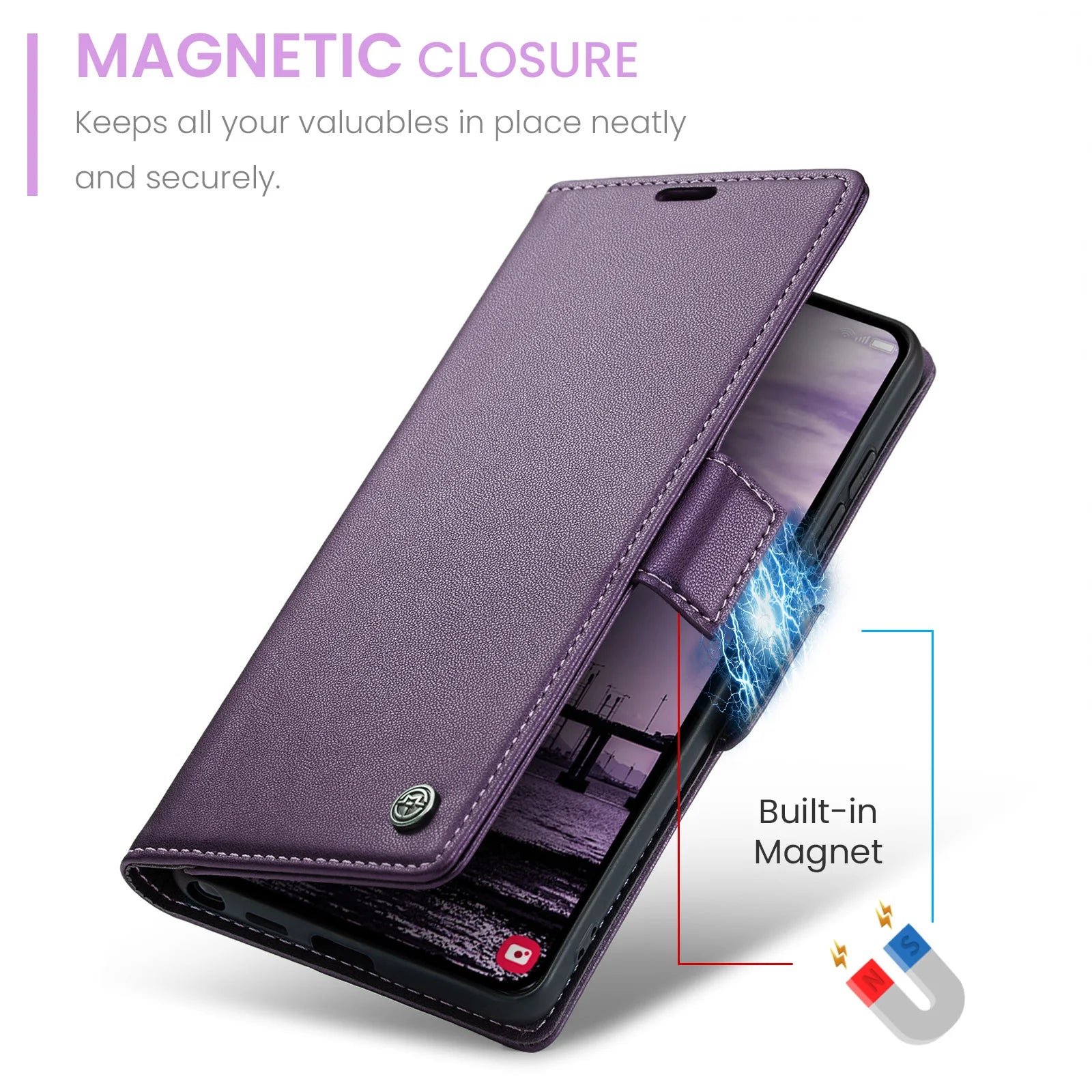 Busines Sle Leather Magnetic Flip Case for Samsung Galaxy S26 Ultra S25 Edge S24 FE S23 S22 Plus Wrieless Charge Kickstand Cover