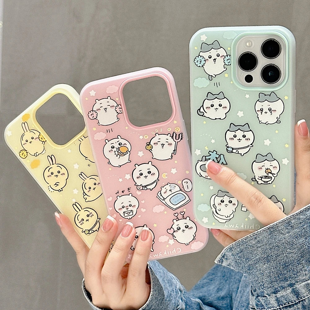 Cute Cartoon Japan Anime Chiikawa Usagi Hachiware Phone Case For iPhone 17 16 15 14 13  Pro Max Cases Shockproof Soft TPU Cover