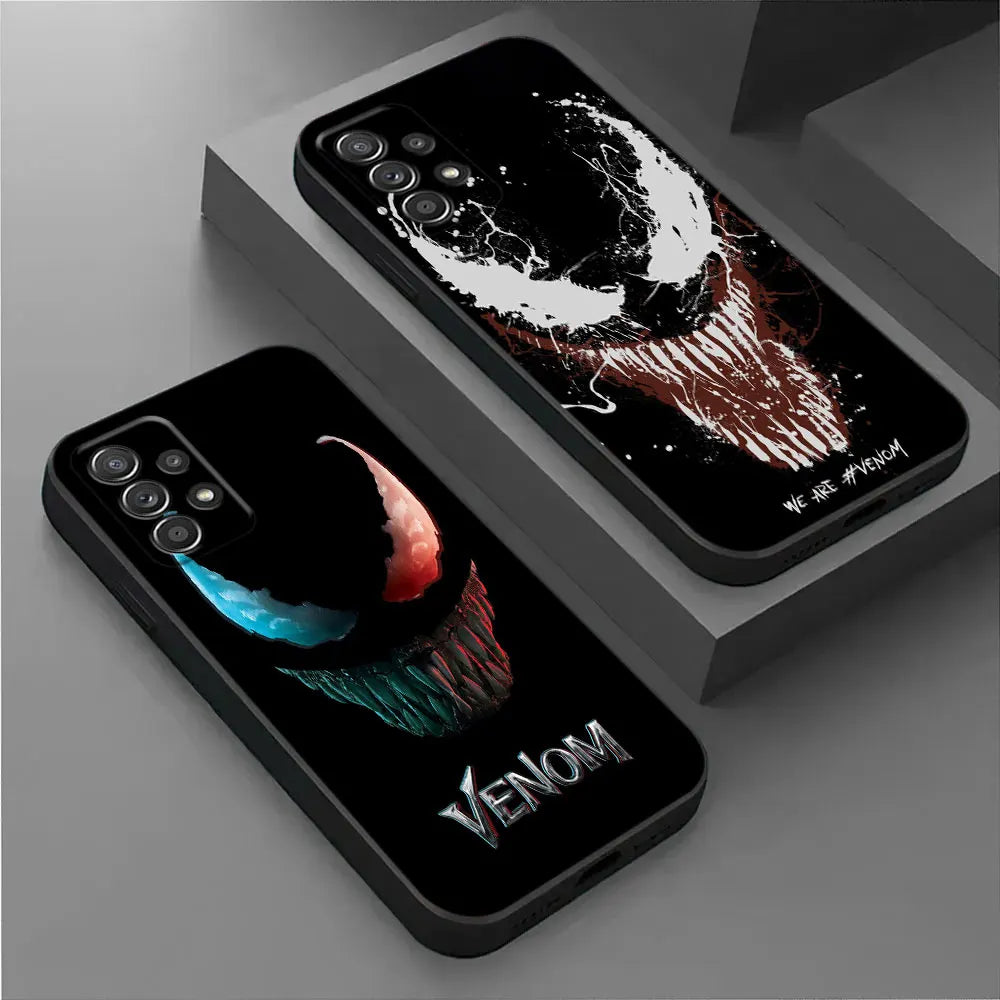 Marvel Black VENOM Phone Case For Samsung Galaxy A17 A57 A37 5G A07 A55 A54 A34 A35 A25 A15 A56 A36 A26 A16 A06 Back Cover Shell
