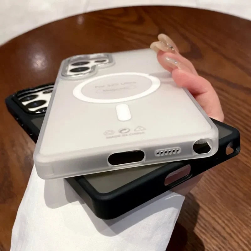 Luxury Matte Clear Magnetic Case for Samsung Galaxy S25 S24 S23 Ultra Plus S24FE  Wireless Charge Shockproof Bumper Cover