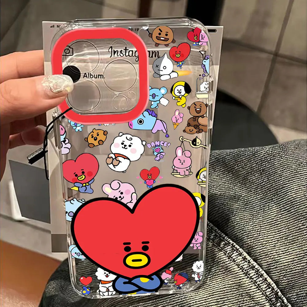 Cute Cartoon B-BTS Phone Case For Samsung Galaxy S26 S25 S24 S23 S22 S21 S20 FE Note20 Note10 Edge Plus Ultra Lite 5G Clear