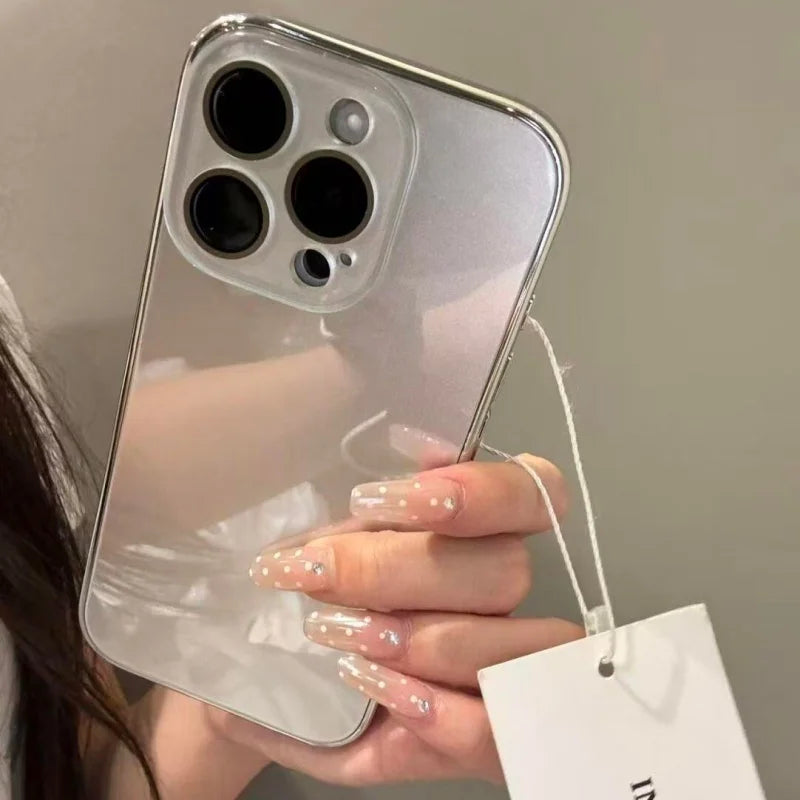Luxury ice-Tempered Glass Camera Case for iPhone 17 16 15 14 13 12 11 Pro Max Plating Candy Armor Shockproof Glossy Hard Cover