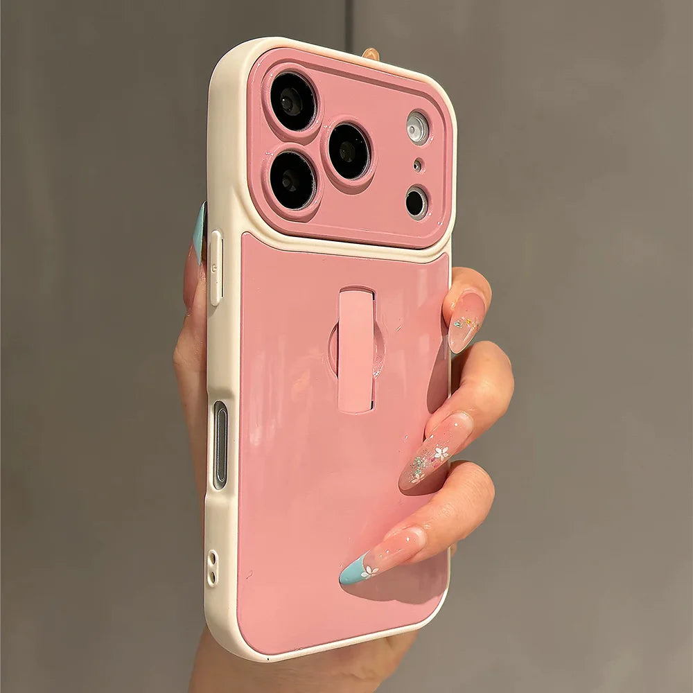 Summer Simple Candy Color Invisible Ring Buckle Stand Case For iPhone 17 16 15 14 13 Pro Max Shockproof Grip Bracket Phone Cover
