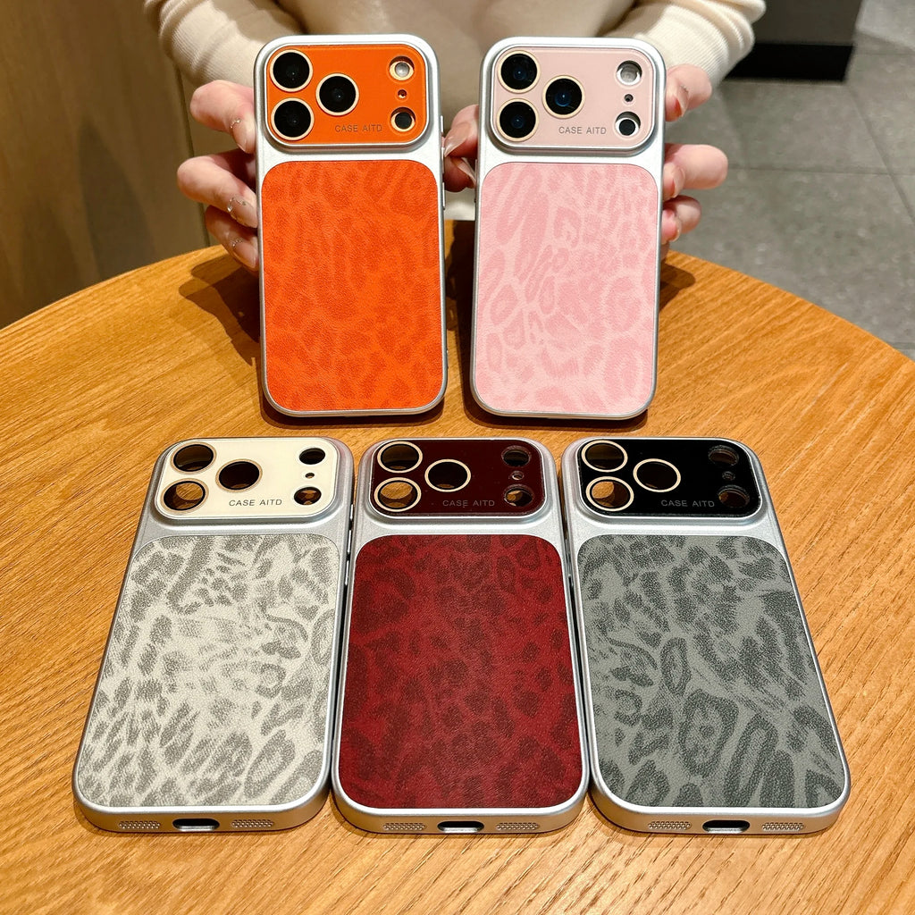 Advanced Lens Protection Leopard Print Pattern Phone Case For iPhone 17 16 15 14 13 Pro Max Shock-Absorbing Protect Back Cover