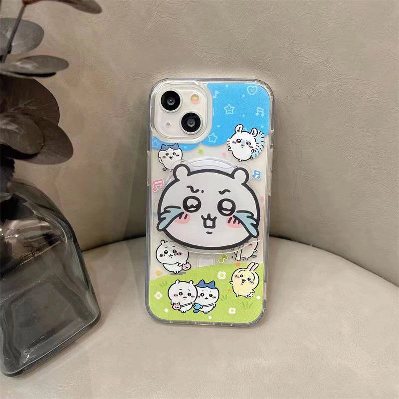 yiji Cartoon Mobile Phone Holder Magnetic ハチワレ うさぎ for IPhone Wireless Charging Box Holder Cute Decoration