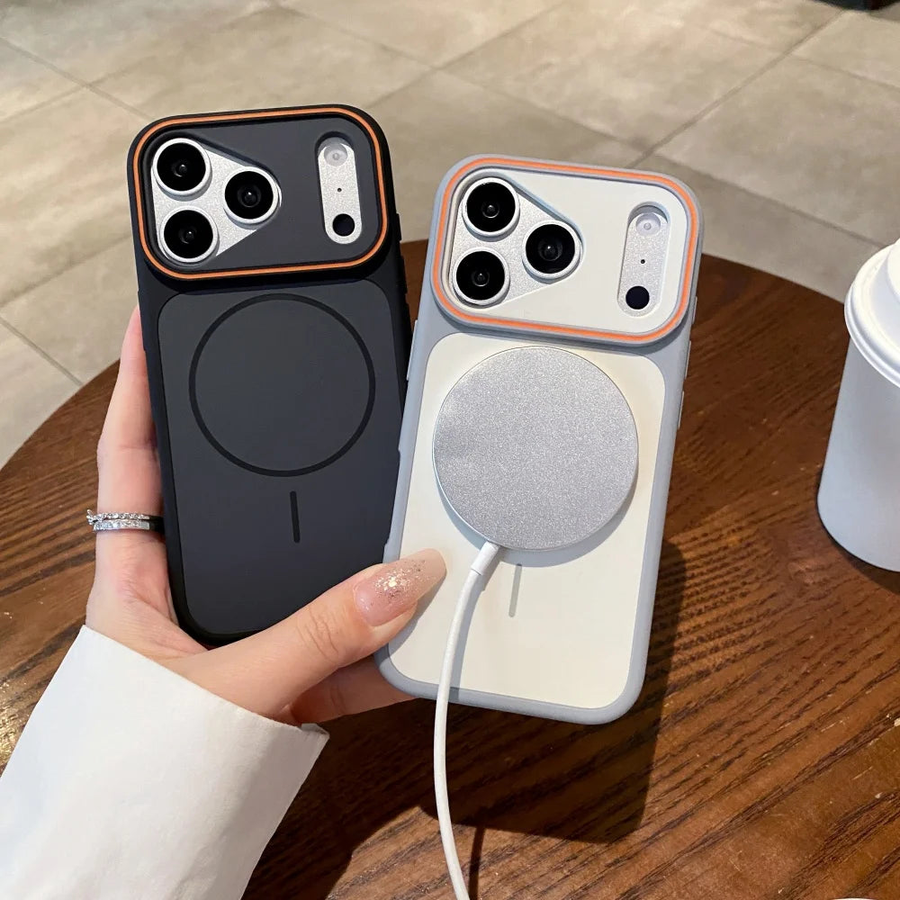 For Magsafe Skin Feel Frosted Case for iPhone 12 13 14 15 16 17 Pro Max Air Plus 11 Magnetic Large Viewport Shockproof Cover
