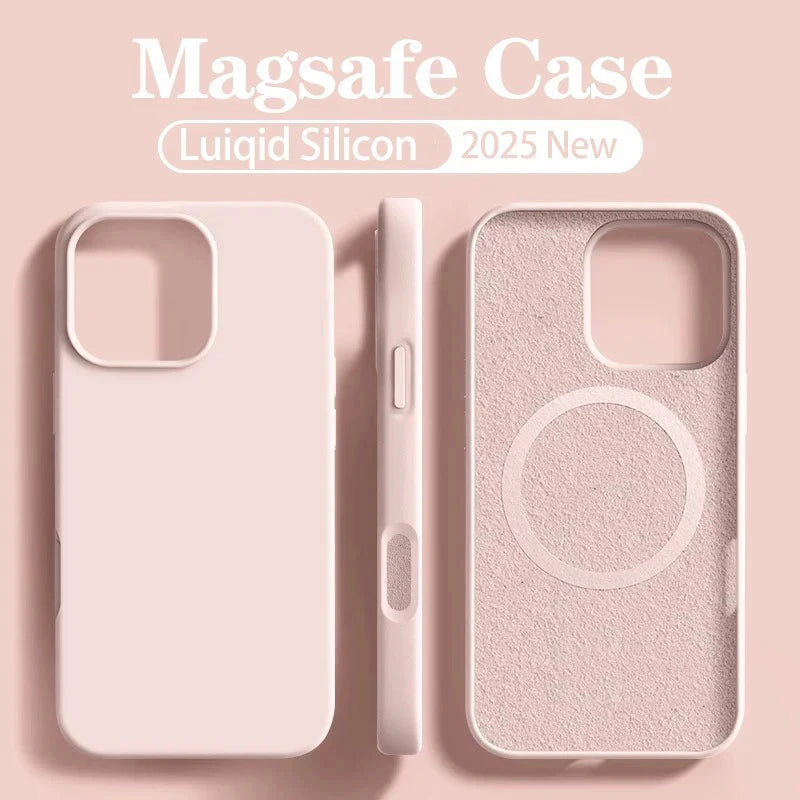 Liquid Silicone For Magsafe Phone Case For iPhone 17 16 14 15 Plus 12 13 Pro Max Air Magnetic Wireless Charging Case Soft Cover