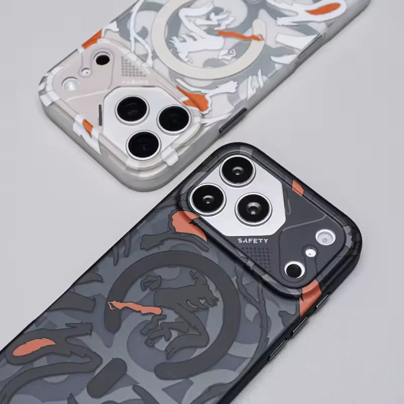 for MagSafe Geometric Graffiti Matte Magnetic Case for IPhone 15 16 17 Pro Max Wireless Charging Shockproof Lens Coverage Cover