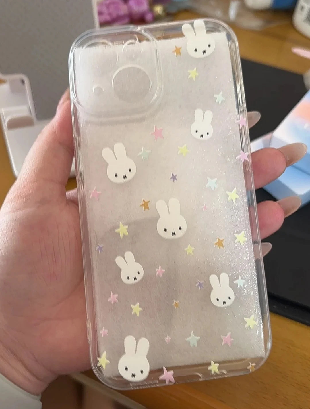 Luxury Cute full screen colorful star Miffy Phone Case For iPhone 11 12 13 14 15 16 17 Pro Max Plus Lovely cartoon Miffy Cover﻿﻿