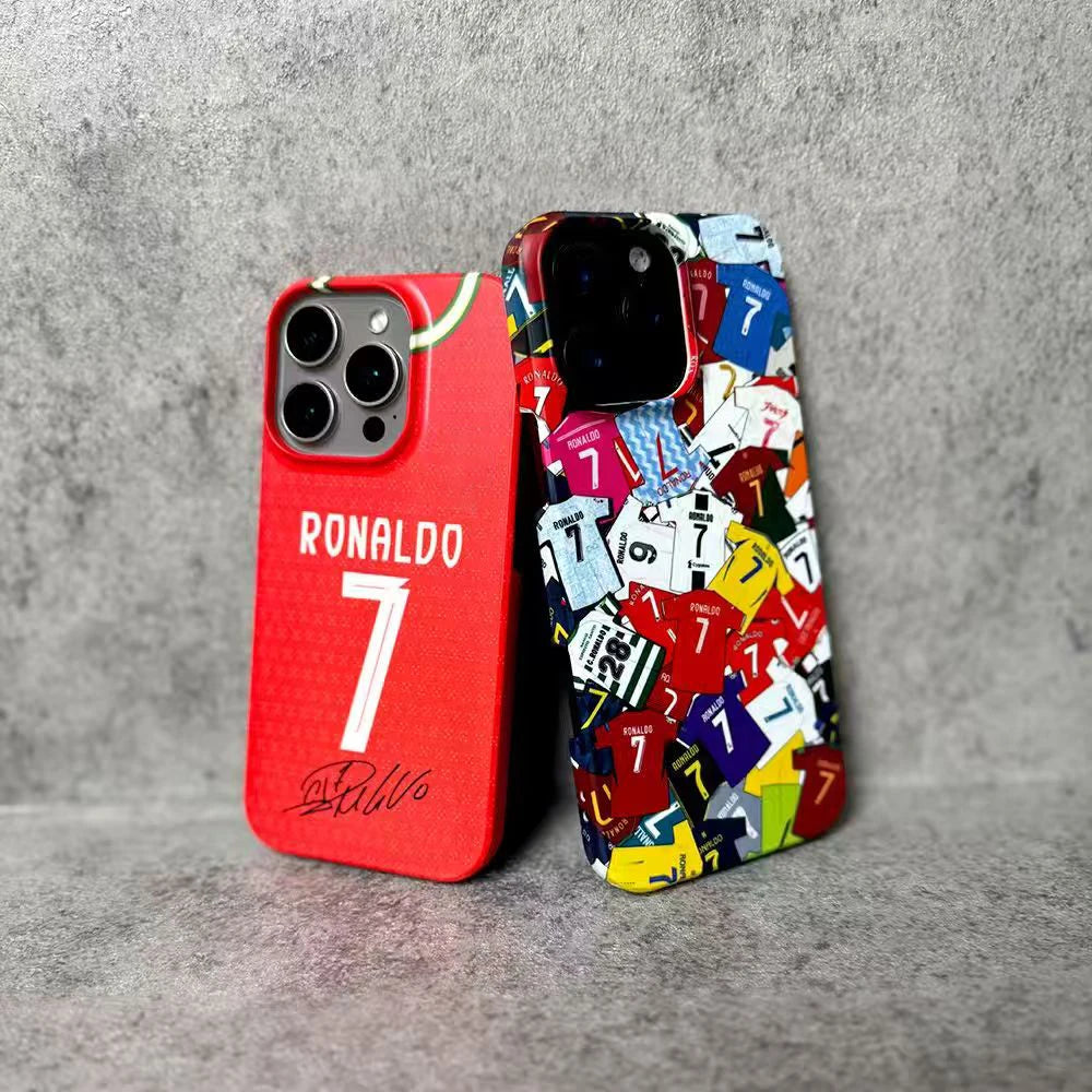 Luxury R-Ronaldos Football Jersey Phone Case for iPhone 17 16 15 14 13 12 11 Air Pro Max X XS 7 8 Plus Glossy Film Hard PC Cover