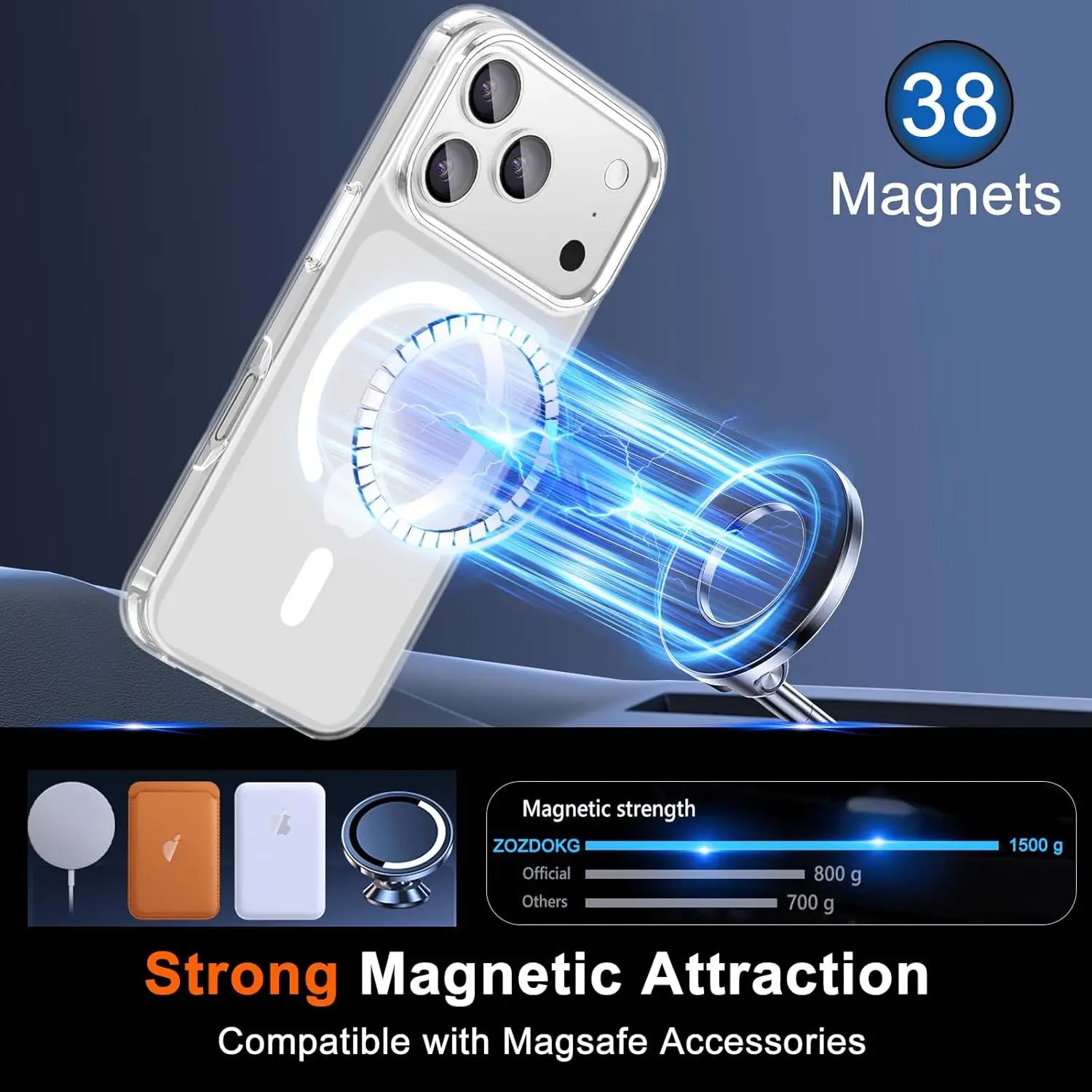 Transparent Magnetic iPhone 17 Pro Max Air 17e 16e Phone Case with Privacy Screen Protector Shockproof Slim Cover -Clear