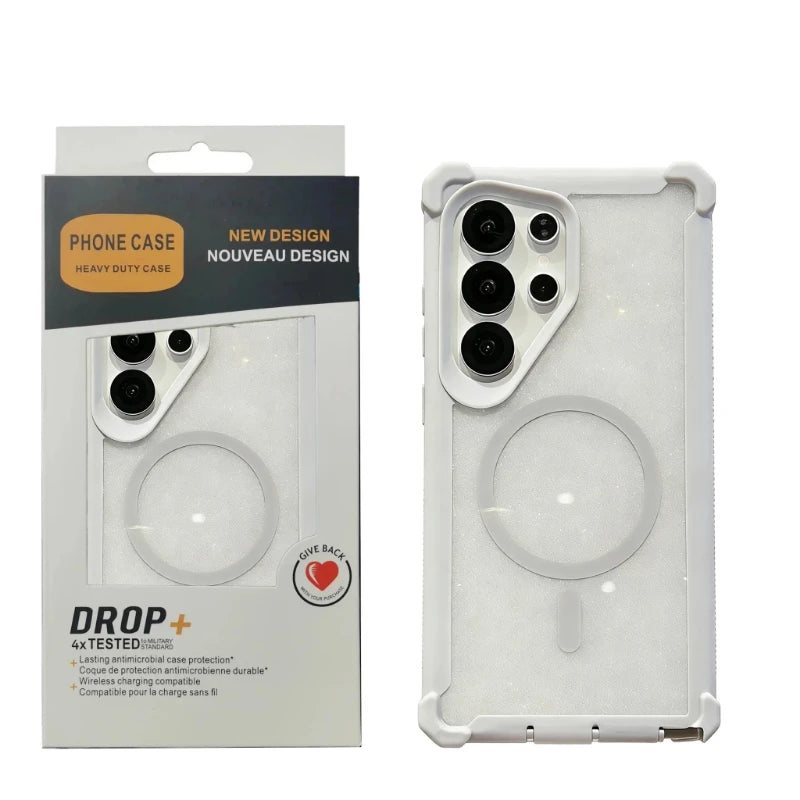 Gradient Laser Armor Airbag Anti-fall for MagSafe Case for Samsung S26 Ultra S25 S24 Plus Wireless Charge Ott-Box Clear Cover