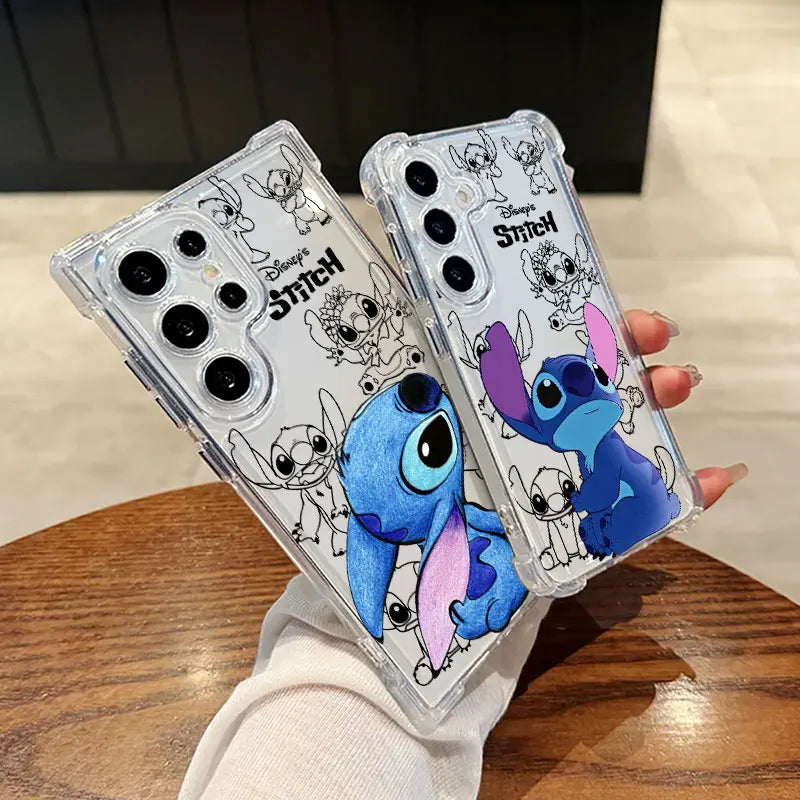 Cute Stitch Baby Disney Clear Phone Case For Samsung Galaxy S26 S25 S24 Ultra S23 S22 Plus S21 S20 FE 5G Shockproof Soft Cover